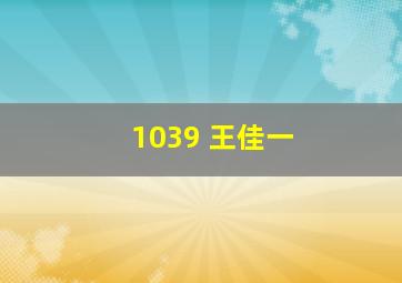 1039 王佳一